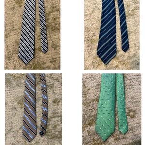 4 striped & patterned ties. Regular width.